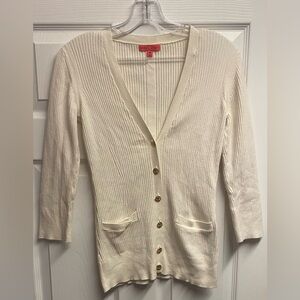 Ivanka Trump Cotton/Silk/Viscose Cardigan Sweater W/ Gold Buttons Size Medium